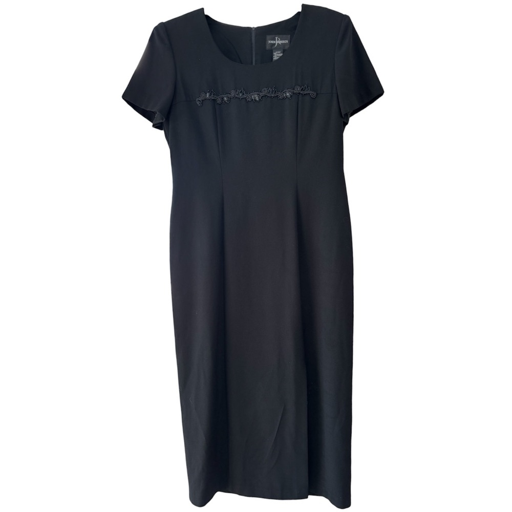 Vintage J Roberts Black Beaded Dress Formal Evening Cocktail 90s Maxi Size 14 - Picture 8 of 16